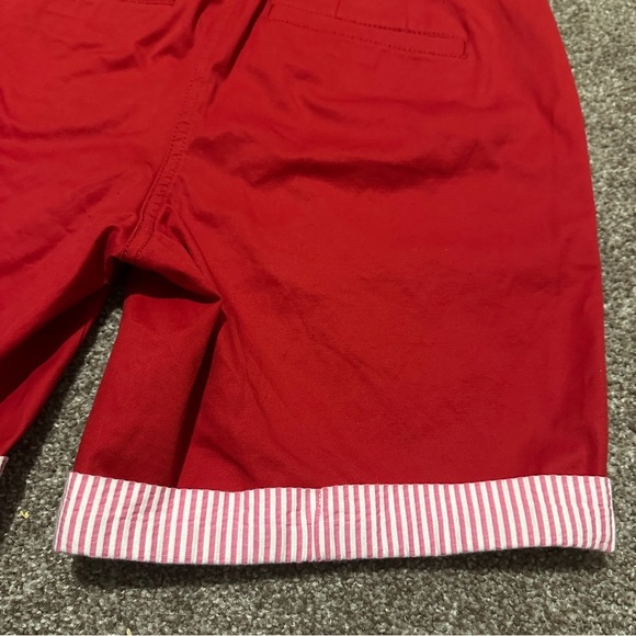 Talbots Red Relaxed Chino Short 7” Seersucker Cuffs Women’s Size 2 Preppy NWOT - Picture 12 of 16